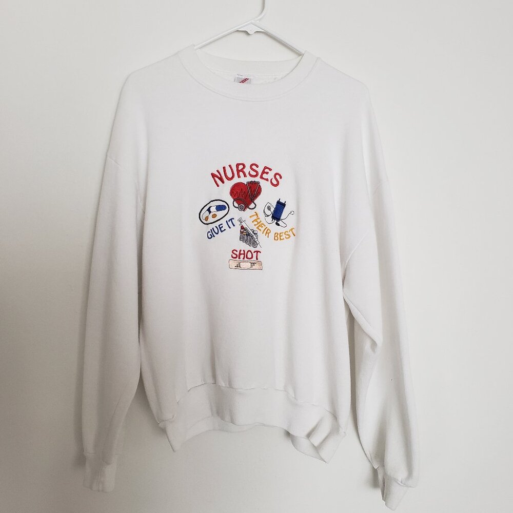 Custom Nursing Pullover Embroidered Sweater Size Large